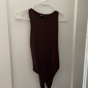Brown Zara high neck bodysuit